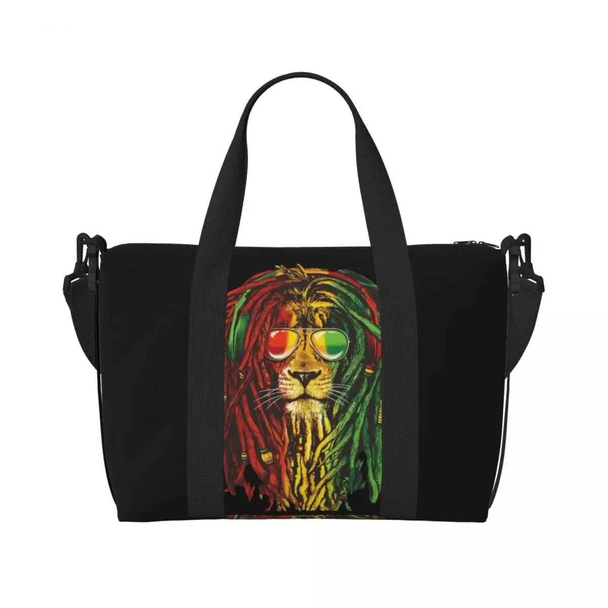 grand sac fourre-tout personnalisé rasta feel discuter of judah pour femme, jamaica rastafarian reggae shopping initié gym beach travel bag