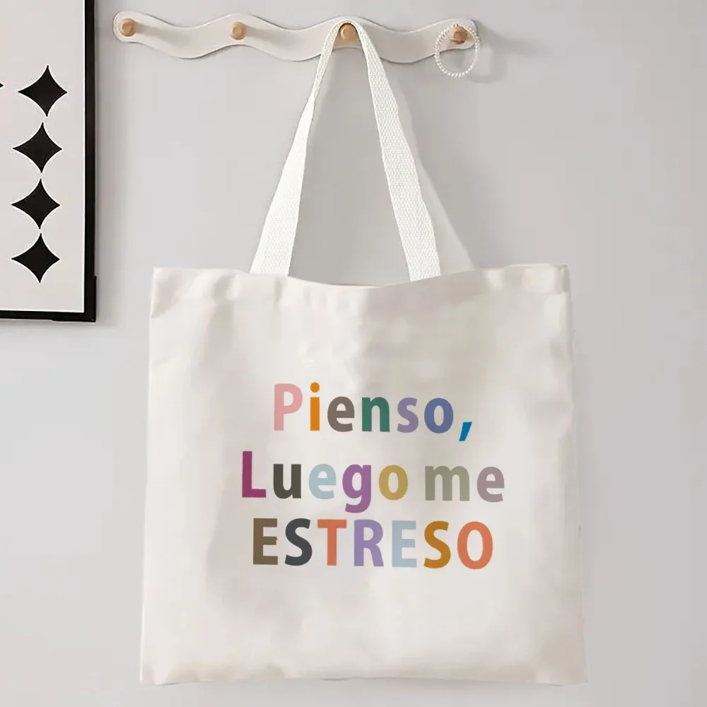 femmes espagnoles sac à bandoulière graphique harajuku shopper sacs grande capacité toile fourre-tout sac à main sans fermeture éclair eco décontracté fille sacs à main