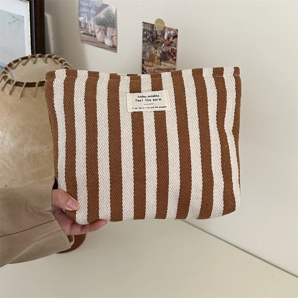 sac à cosmétiques à rayures étanche pour femmes, petit sac de rangement, étui de maquillage, pochette de voyage, organisateur pour dames