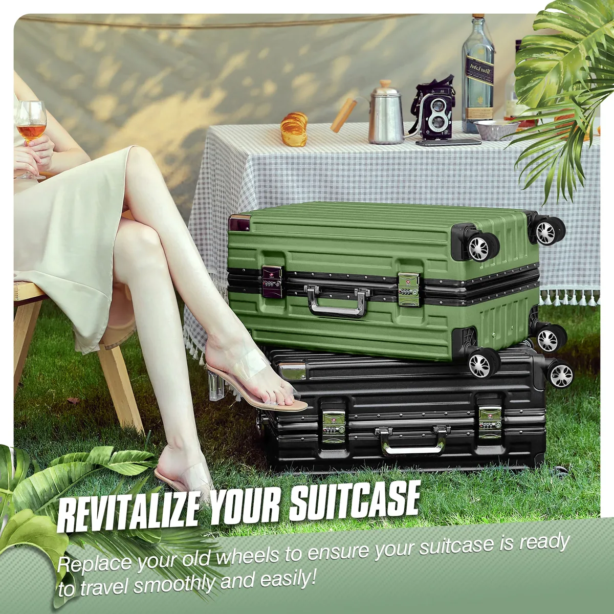 8 pièces roues à bagages remplacement avec vis valise roue de remplacement valise de voyage roue 60mm axes roulette réparation