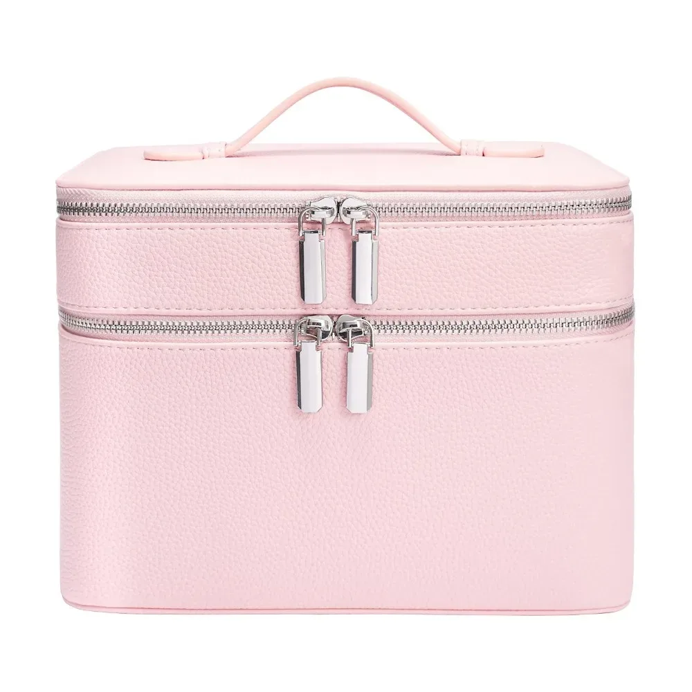 sac à cosmétiques en matériau pu, imperméable, motif esthétique, sac de voyage, grande capacité, rangement pour articles de toilette, organisation des cosmétiques