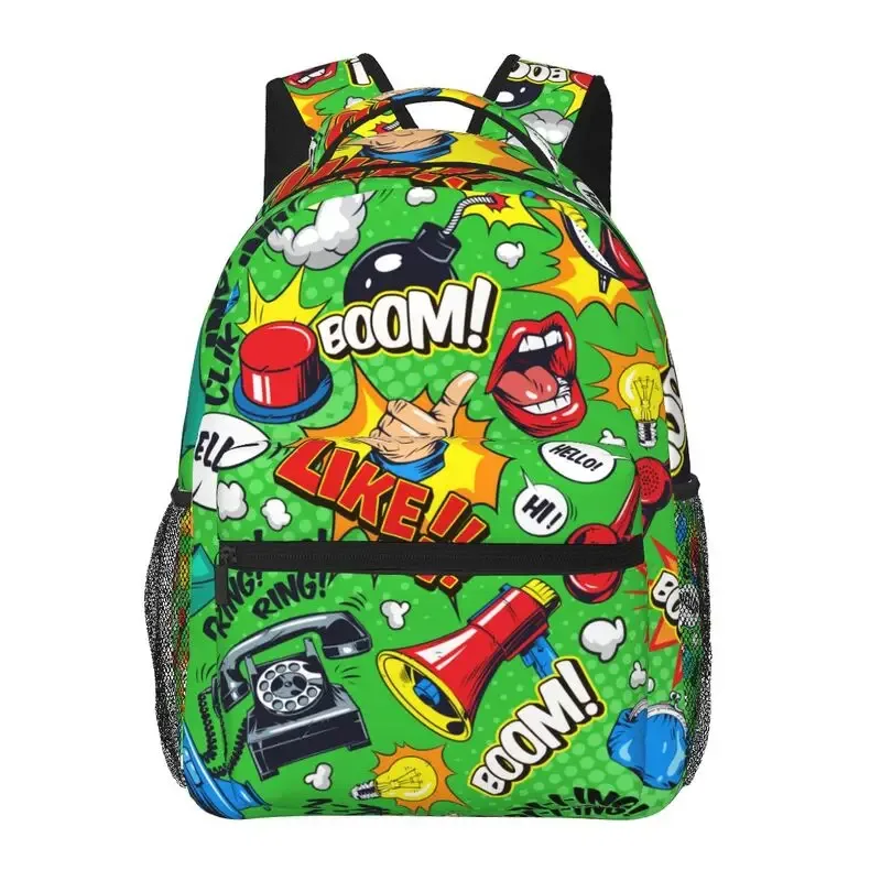 sac à dos de voyage imprimé pop art unisexe, collection de bandes dessinées américaines, sacs à dos pour ordinateur portable de grande capacité, cartable scolaire pour adolescents
