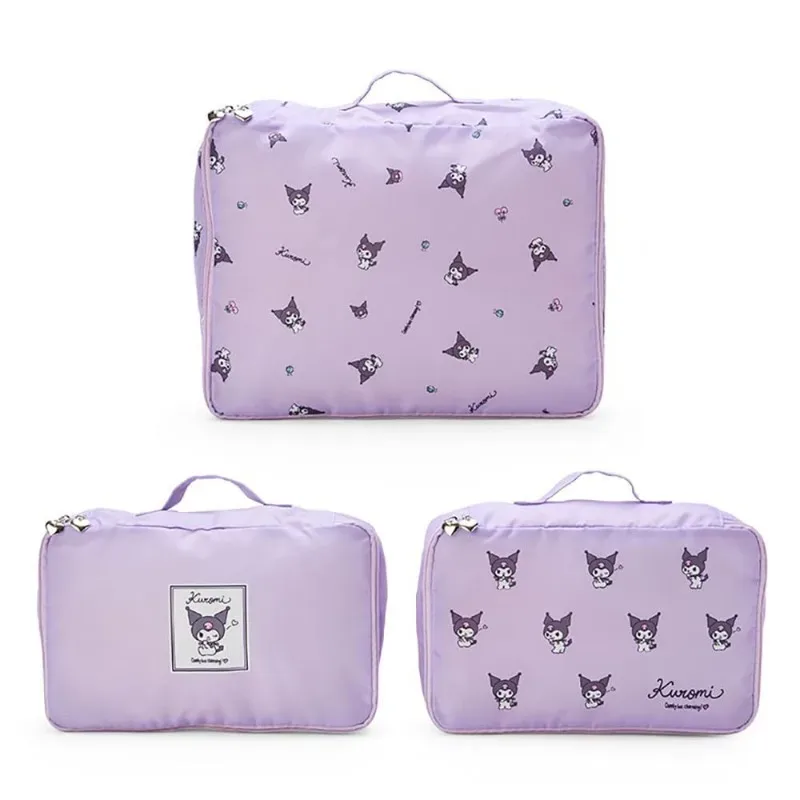 ensemble de 3 sacs de voyage tendance et populaires, sac de voyage mignon kuromi pour femmes, sac de rangement de grande capacité, sac à bagages 3 pièces