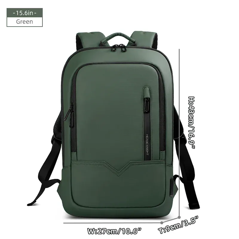 hk – sac à dos de haute qualité pour ordinateur portable de 15.6 pouces, sac à dos de voyage léger en tissu oxford imperméable pour hommes d'affaires