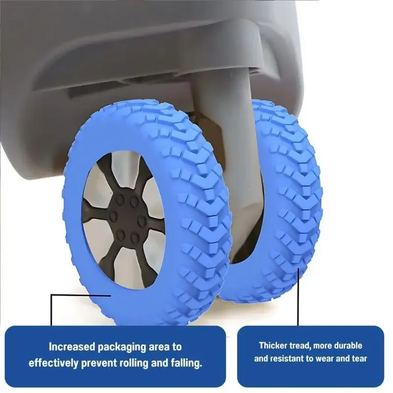 housse de protection pour roues de bagages, 8 pièces, housse en silicone silencieuse et accessoires universels de réduction du bruit, texture épaisse en silicone