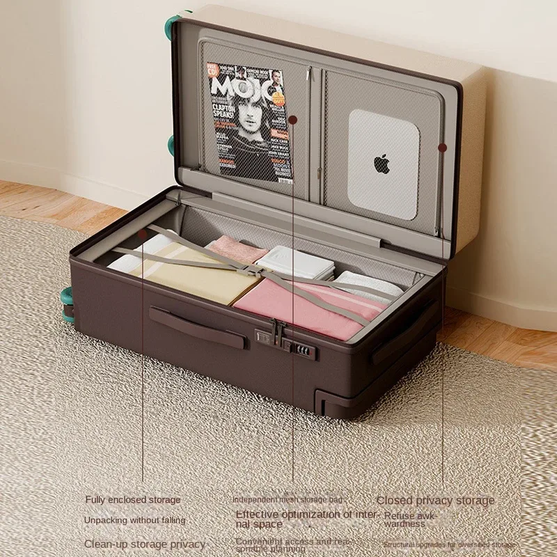 valise multifonctionnelle ko-ku avec porte-gobelet, 20-28 pouces, poignée télescopique large, grande capacité, fermeture éclair anti-explosion.