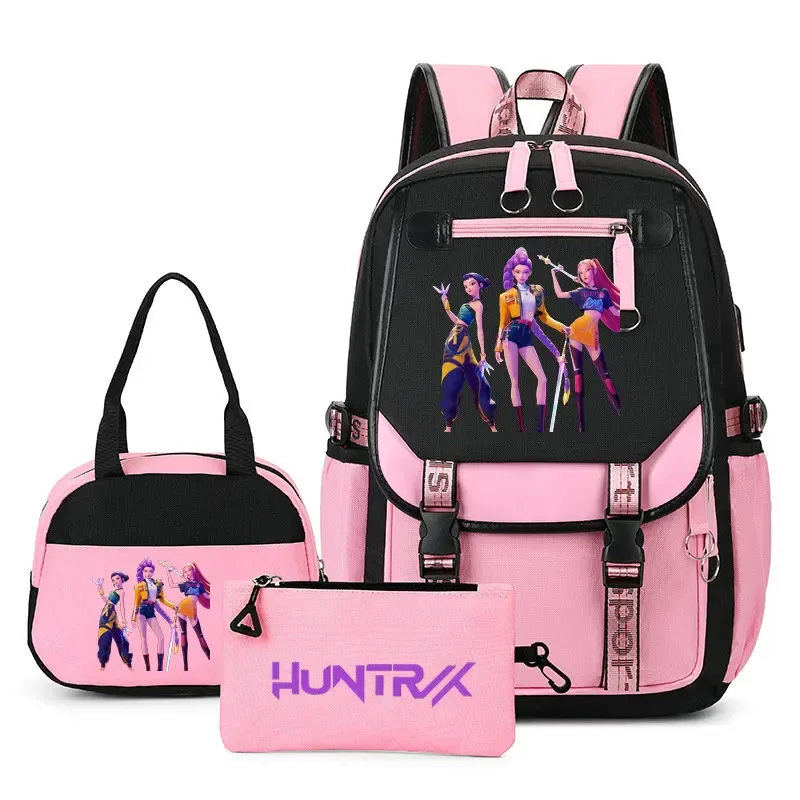 sacs à dos imprimés kpop demon hunters pour adolescentes, sacs à bandoulière, trousse à crayons, ensemble de sacs d'école pour étudiants, mochila de voyage