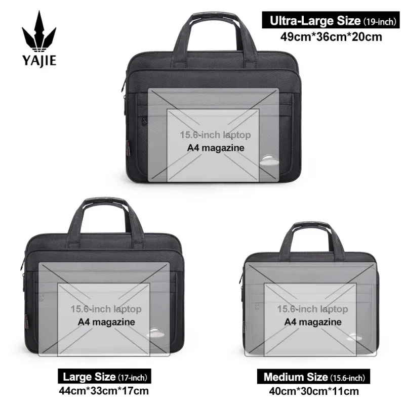 porte-documents de grande capacité pour hommes, sac d'affaires 15.6 pouces 17 "19", pochette d'ordinateur, sacs à bandoulière en toile, sacs à main pour ordinateur portable, messager