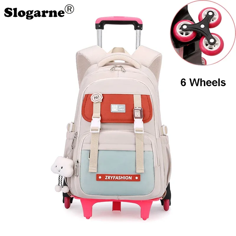 sac à dos roulant pour enfants, sac d'école étanche avec roulettes, chariot de collège, sac à dos à roulettes pour femmes