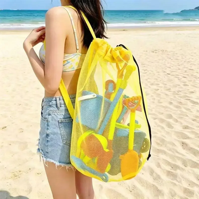 sac de rangement pour jouets de plage en maille de grande capacité, sac pliable respirant et portable pour voyage, organisateur de sac de natation en plein air, 1 pièce