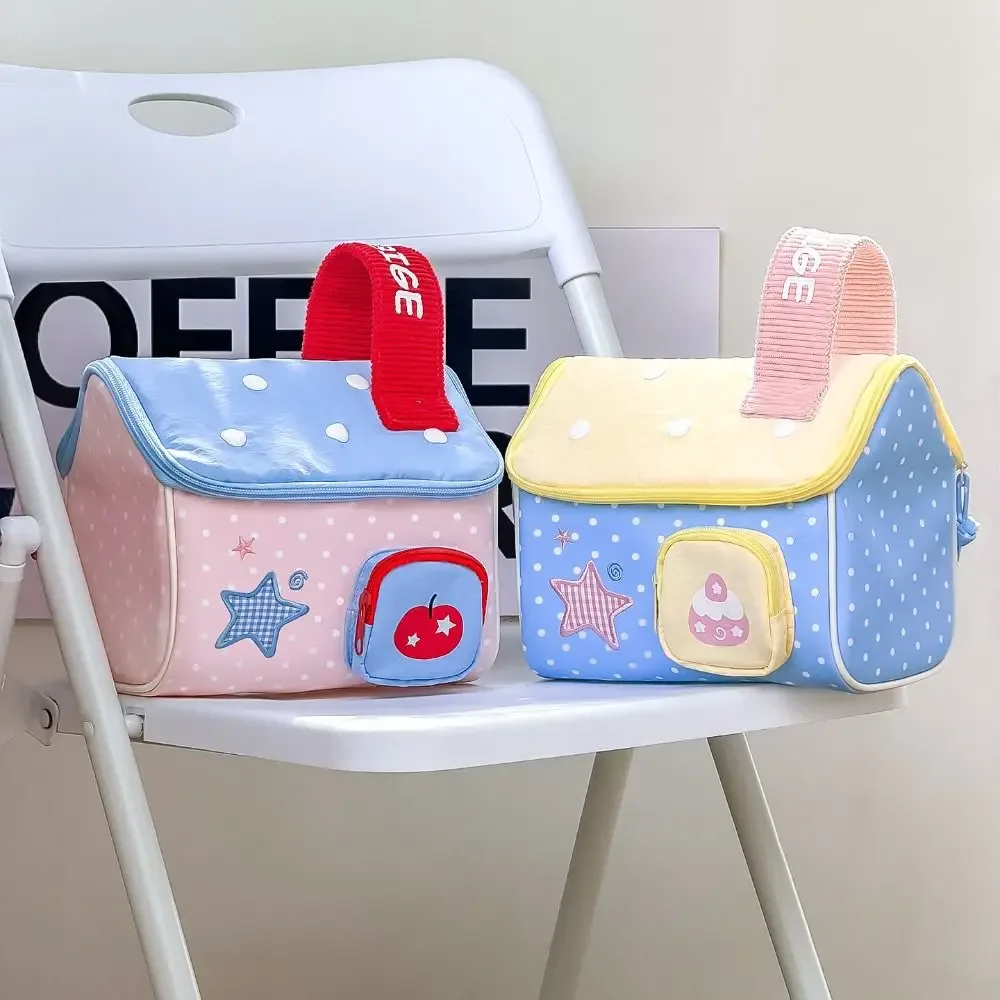 trousse de maquillage durable en forme de maison, grande capacité, trousse de toilette portable, pochette cosmétique multicouche pour la maison et les voyages