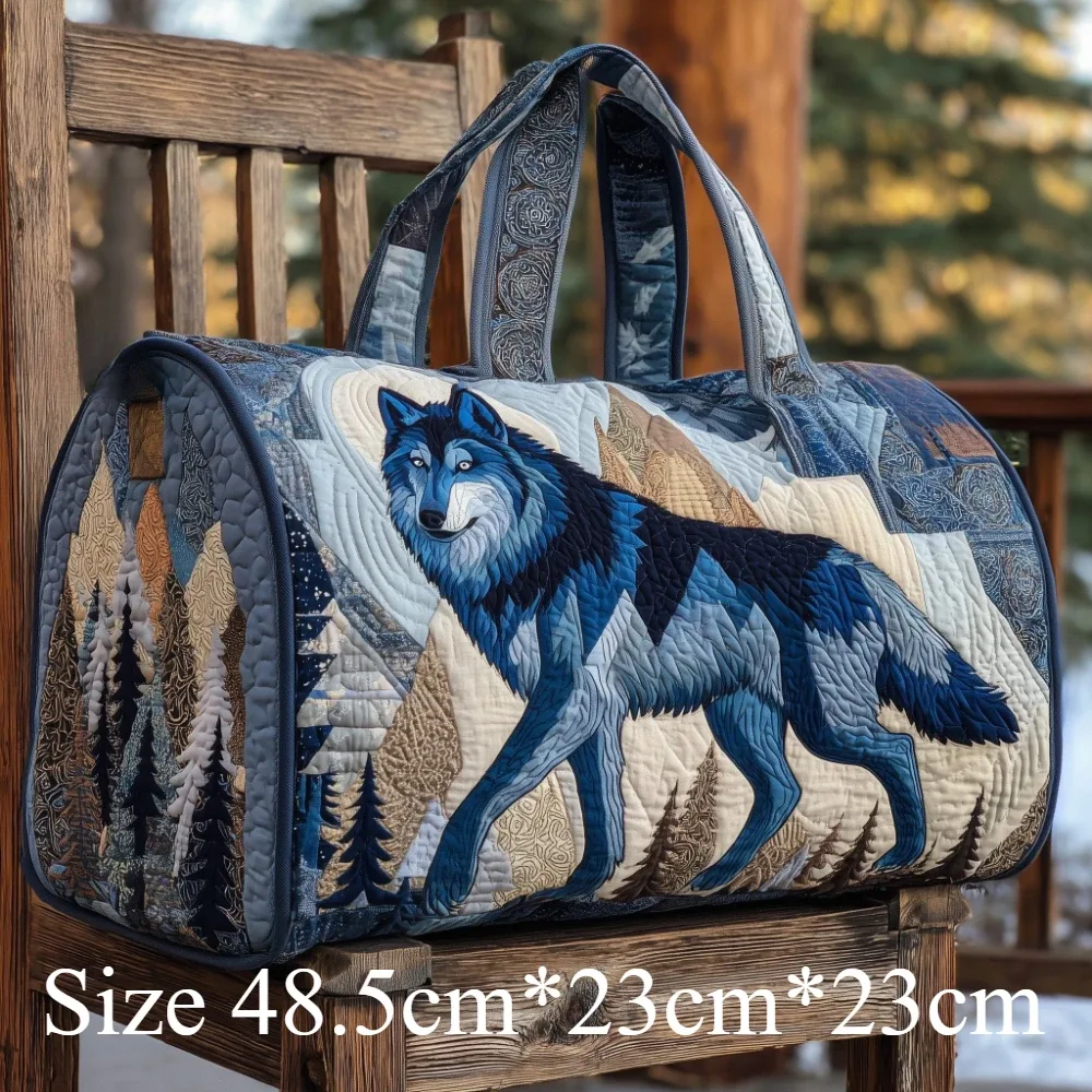 sac de voyage matelassé motif plume de loup, imprimé 3d spirit animal tribal, léger, bagage cabine pour week-end, aventure et sport