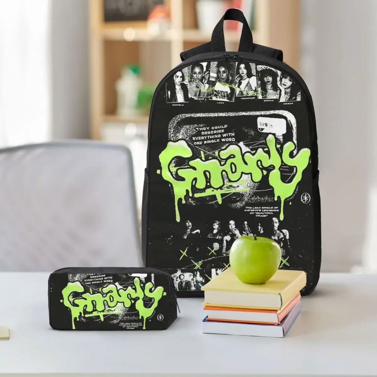 sac à dos katseye gnarly de style coréen pour garçons et filles, sac d'école, sac à bandoulière pour ordinateur portable, 3 pièces, sac à lunch isotherme, trousse à crayons