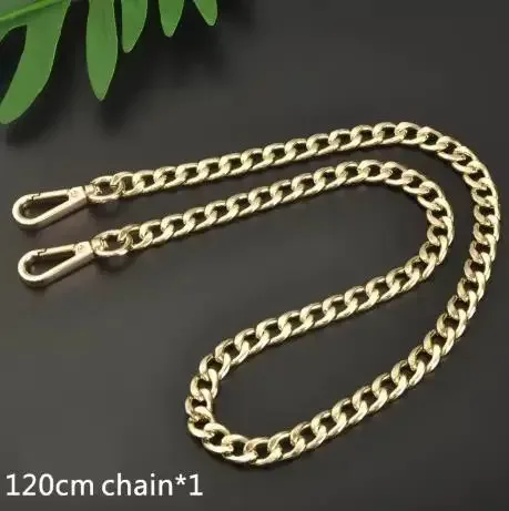 chaîne de sac à main plate avec boucles métalliques pour portefeuille, sacoche, sac fourre-tout, remplacement de chaîne de sac à bandoulière