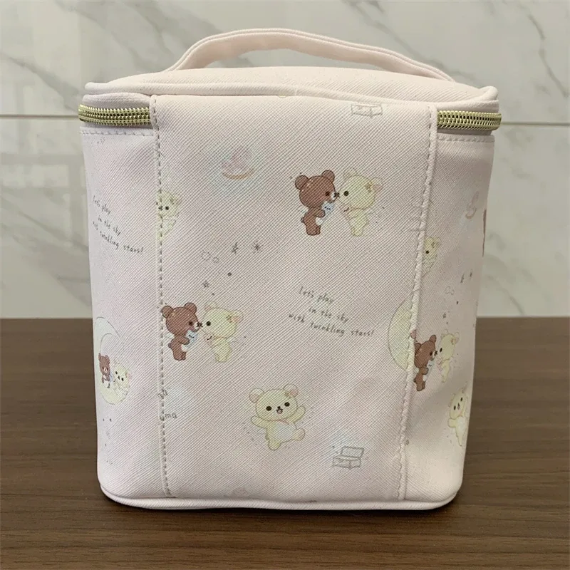 sac de maquillage rilakkuma korilakkuma, boîte de rangement, organisateur de grande capacité, ours ange moelleux, kawaii, mignon, sac de voyage pour cosmétiques