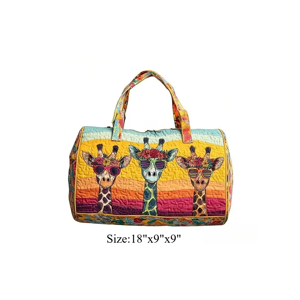 sac de voyage matelassé, sac de week-end, imprimé girafe 3d, bagage à motif animal africain, sac à main pour les vacances, la plage, le camping