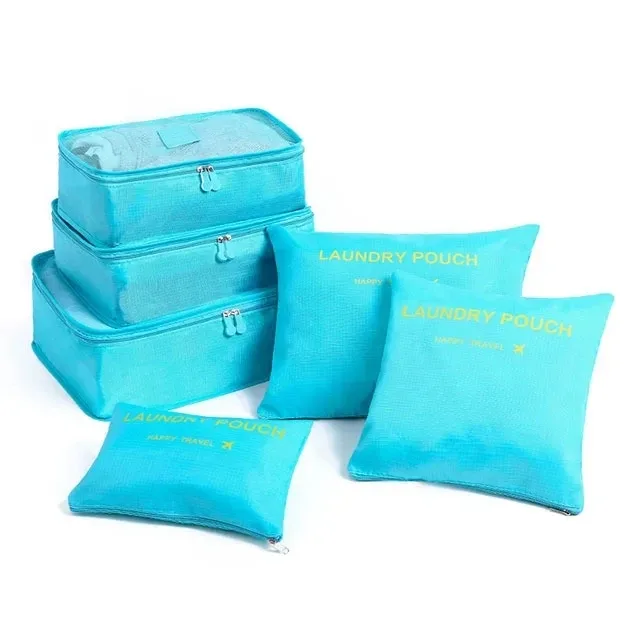6/7 pièces ensemble organisateur de voyage sacs de rangement emballage multifonction cube sac pour vêtements bien rangé portable garde-robe valise pochette