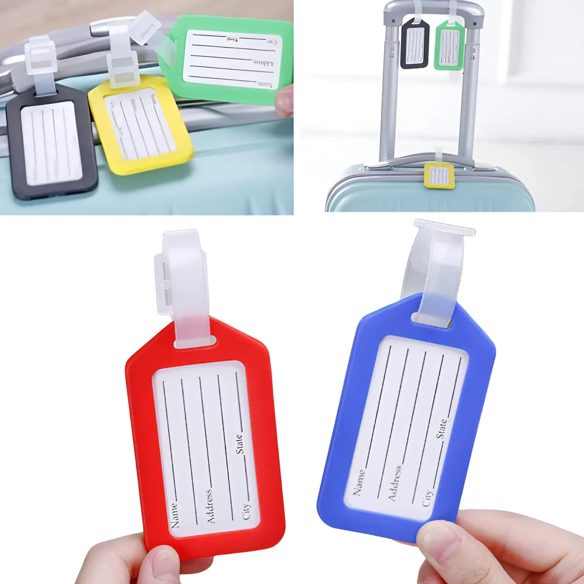 Étiquettes de bagage en plastique, étiquette de valise, étiquettes de sac, nom, adresse, étiquette d'identification, accessoires de voyage, 20 pièces