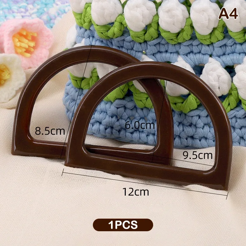 sacs en bois/plastique en forme de d, poignée de remplacement, sacs de bricolage fabriqués à la main, accessoires, sac à main, poignée fourre-tout, poignée demi-ronde