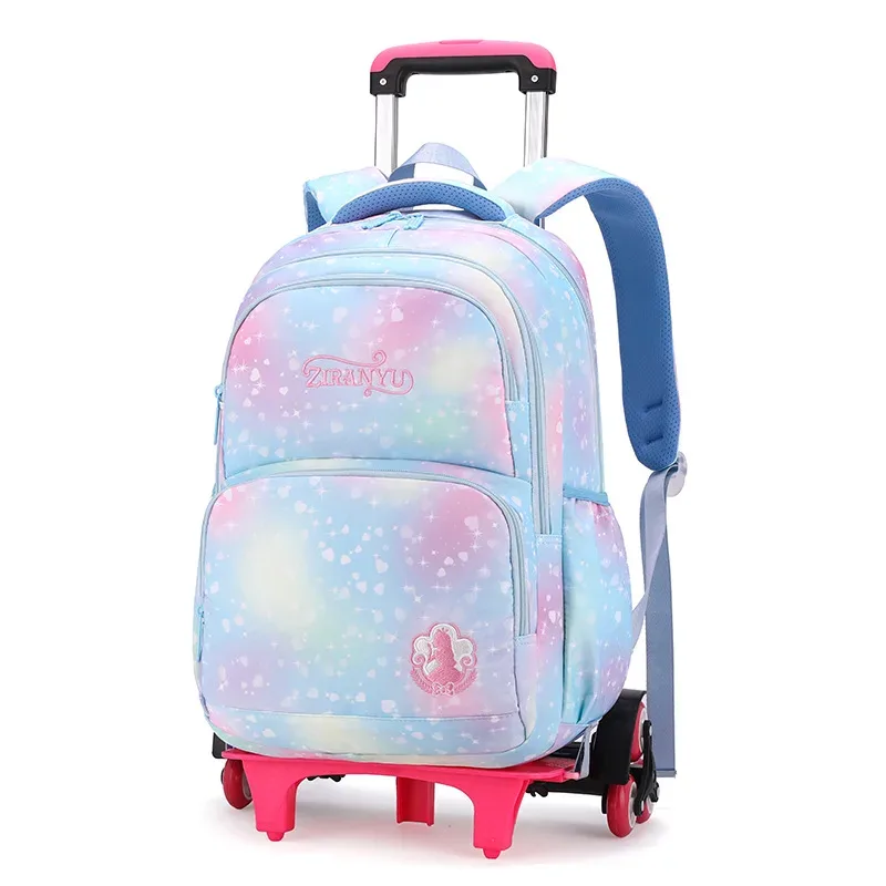sac à dos pour enfants avec roulettes sacs d'école pour filles sac à roulettes mignon cartable princesse sac à dos à roulettes sacs à livres pour enfants