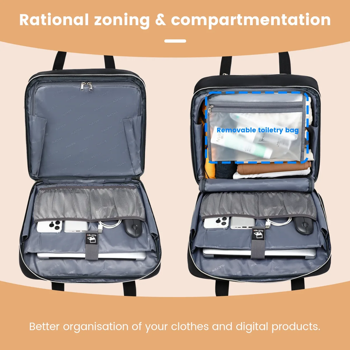 porte-documents roulant de 18 pouces, mallette pour ordinateur portable de grande capacité, sac à bagages à roulettes adapté aux voyages d'affaires et au travail, étanche