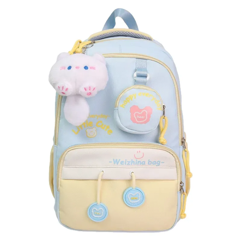 nouveau sac à dos de couleur contrastée de grande capacité pour les élèves du secondaire et du secondaire sac à bandoulière double mignon pour femmes matériau en nylon...