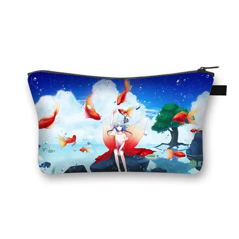 trousse à cosmétiques japonaise koi fish crane pour femmes, trousse de maquillage harajuku, sac de beauté pour filles, trousse de toilette cosmétique hip hop, dragon asiatique