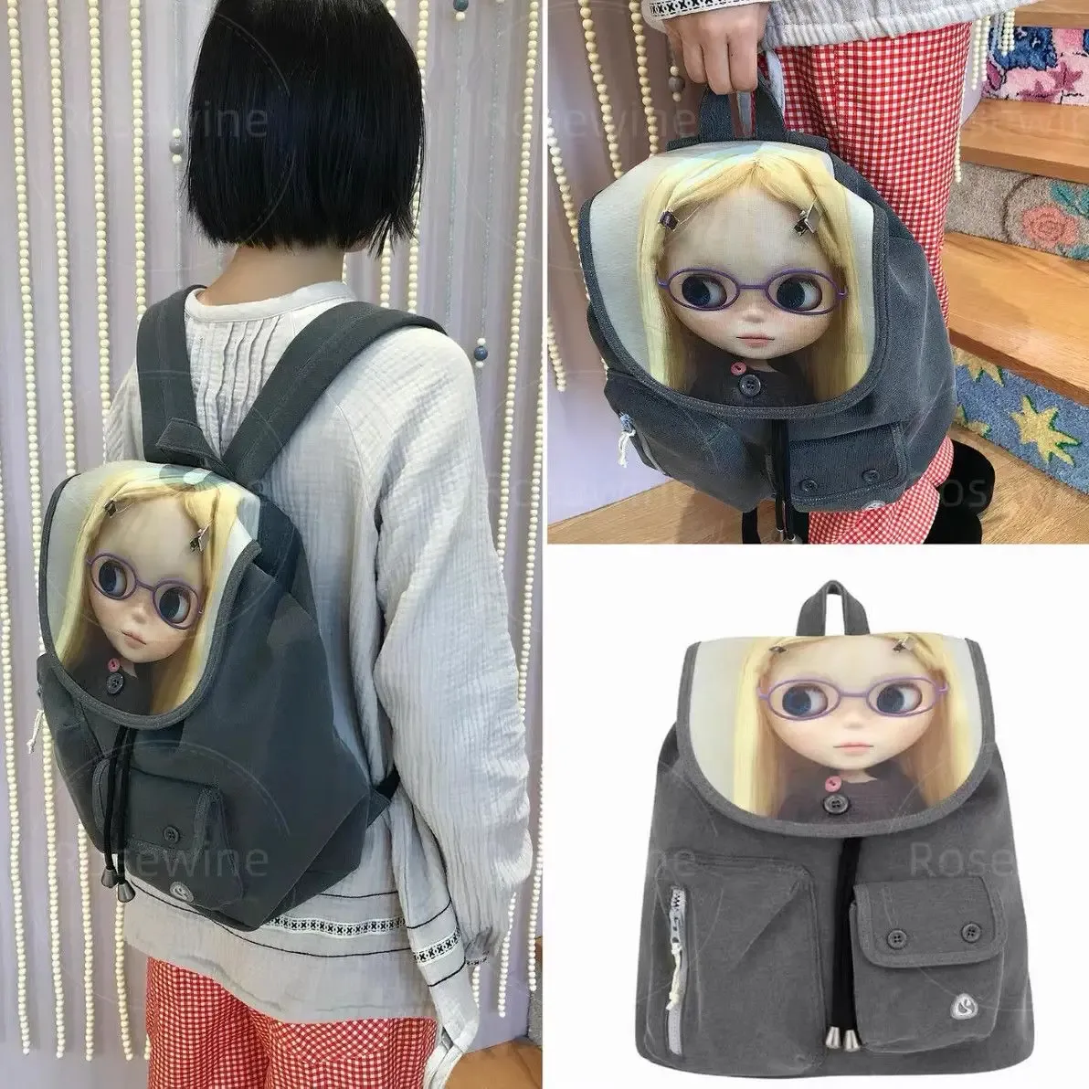 Sac à dos en toile tendance printemps-été 2026, nouveau sac à livres adorable pour filles, grande capacité