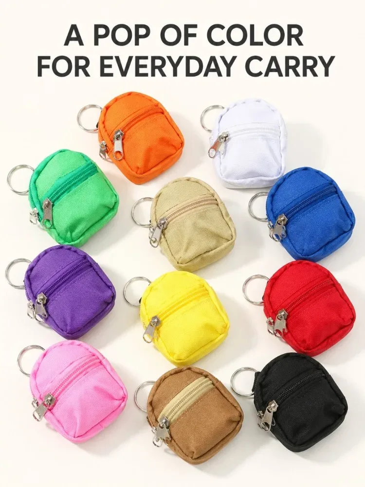 Mini sac à dos porte-monnaie porte-clés avec deux poches zippées, pochette de rangement fonctionnelle pour petits essentiels, joli accessoire de sac pour le quotidien