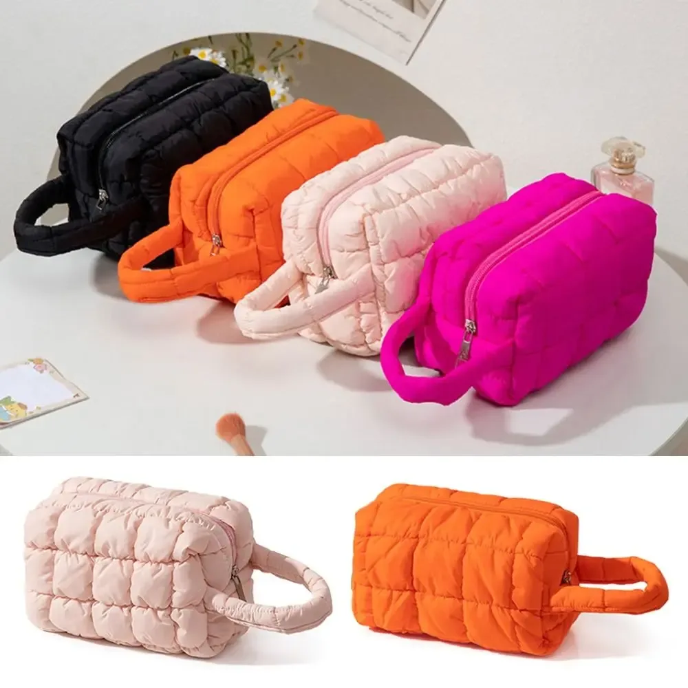 sac de maquillage portable au toucher doux, grande capacité, couleur unie, sac cosmétique multifonctionnel, trousse de toilette pour la maison et les voyages