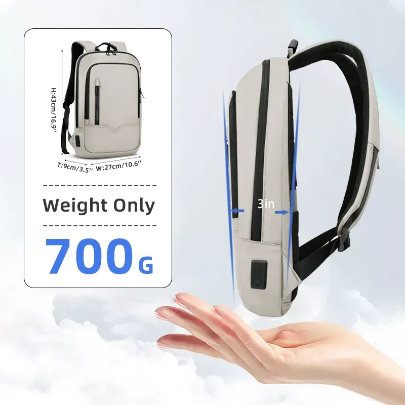 hk – sac à dos de haute qualité pour ordinateur portable de 15.6 pouces, sac à dos de voyage léger en tissu oxford imperméable pour hommes d'affaires