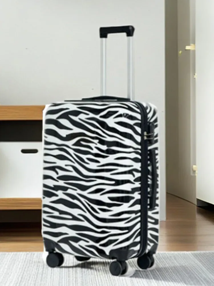 bagage imprimé zèbre avec roulettes - valise de voyage unisexe durable, 360 °   sac de chariot à roulettes uni