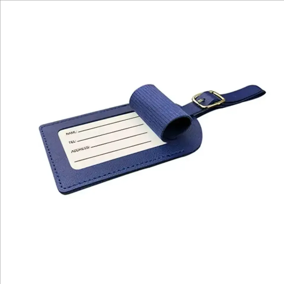 étiquette de bagage de voyage en cuir pu épaisse avec marquage à chaud, étiquette de sac à main, couverture de passeport