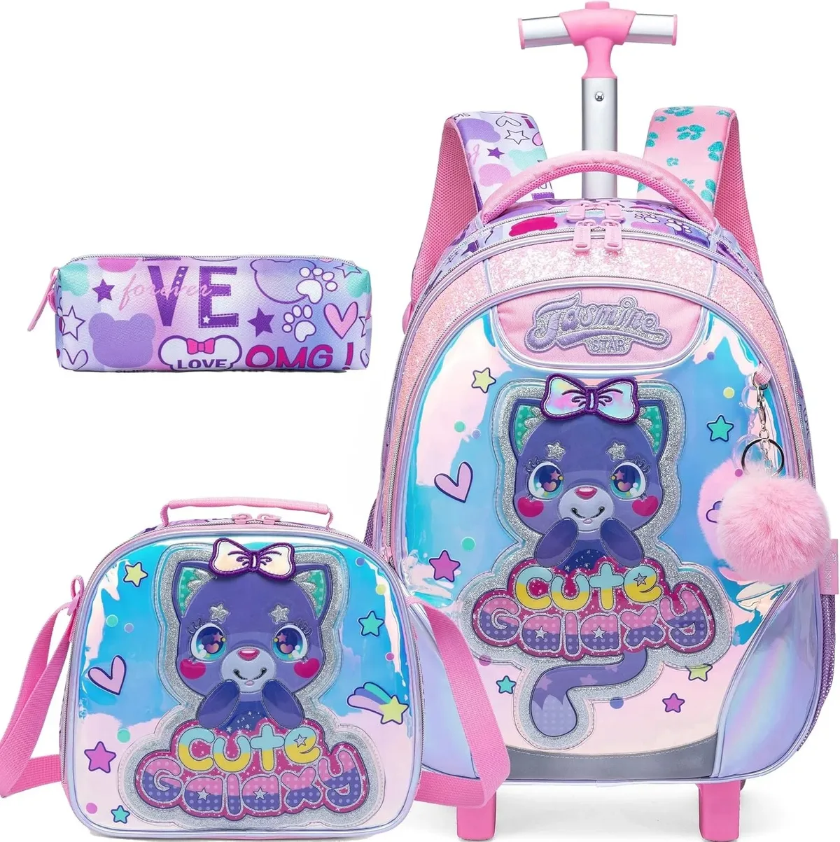 sac à dos à roulettes licorne pour filles et enfants, sac d'école à roulettes, bagage de voyage, cadeau mignon pour élèves du primaire, sac à roulettes