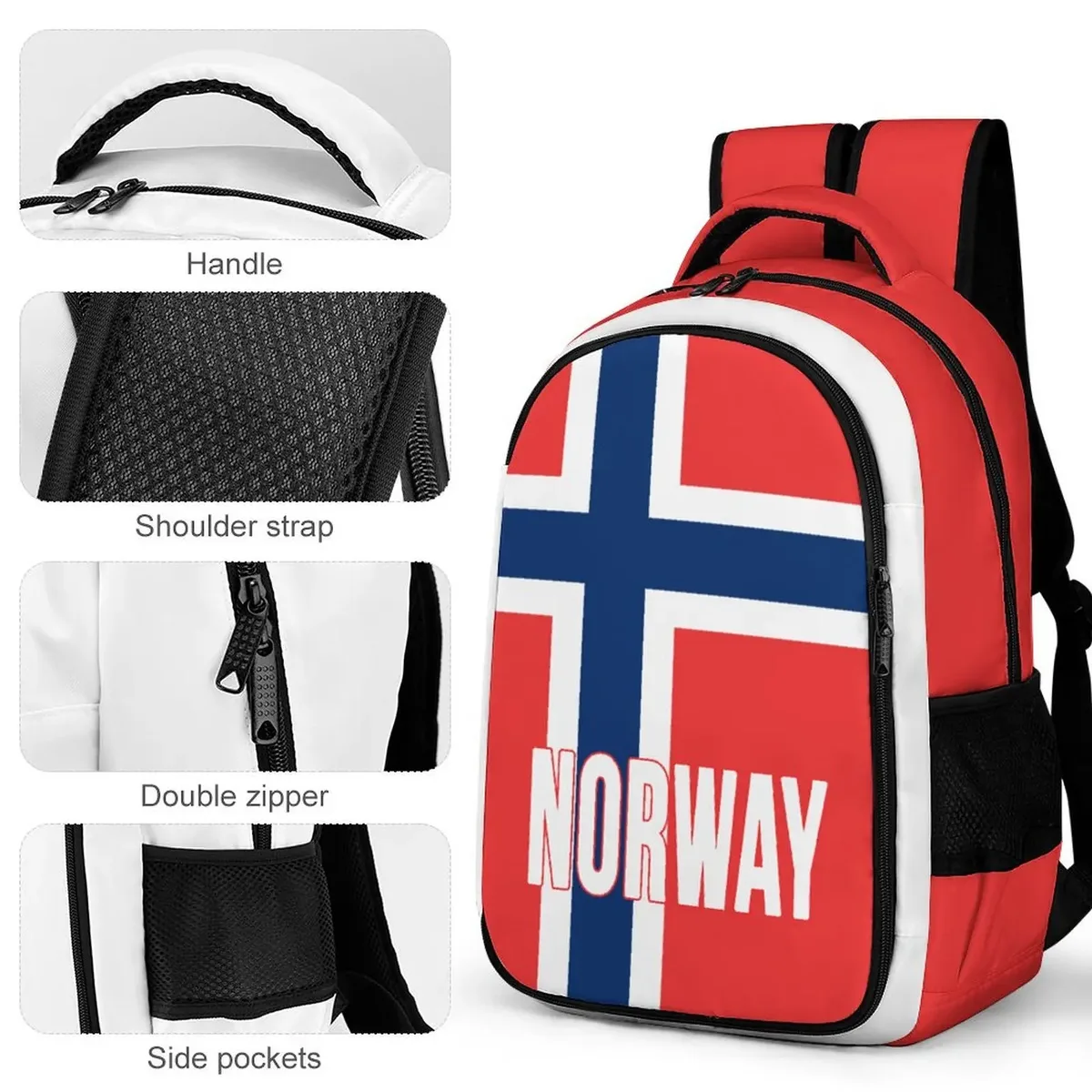 sac à dos avec drapeau norvégien, cartable pour étudiants, sac à dos intelligent pour voyage d'affaires et loisirs, sac à dos pour ordinateur portable, sac de travail de bureau