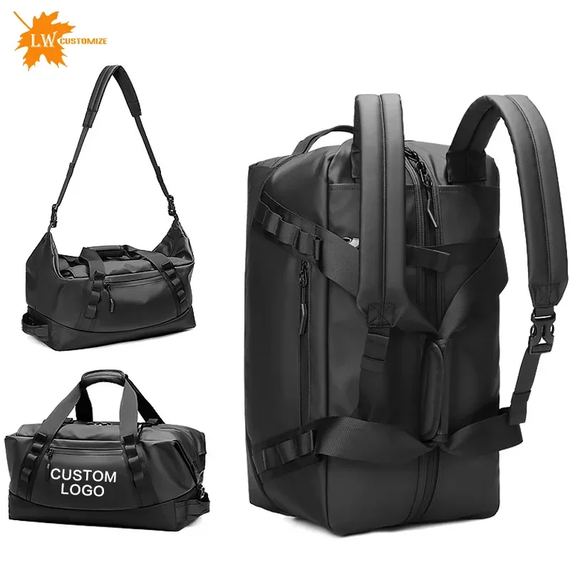 Sac de sport de voyage avec logo personnalisé, grande capacité, sac à main étanche, sac à bagages courte distance, sac de fitness, nom imprimé