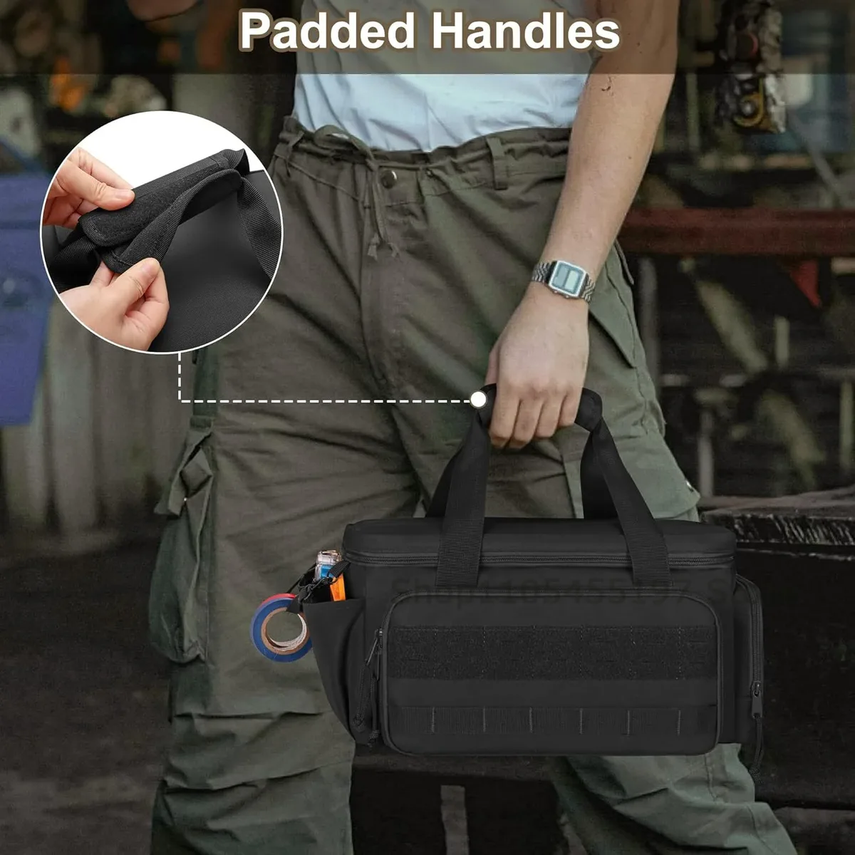 organisateur d'outils multifonctionnel, sac à outils tactique robuste, base antidérapante pour les ingénieurs, les charpentiers, sac de rangement portable durable