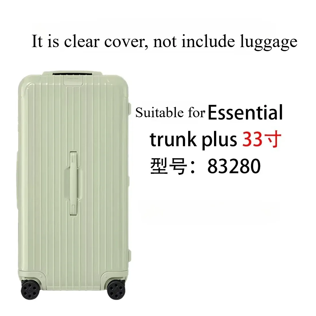 housse de protection transparente en pvc, adaptée au valise rimowa essential trunk plus, housse de protection anti-poussière épaisse de 33 pouces