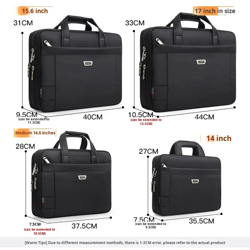 sac porte-documents de grande capacité pour hommes, sacoche d'affaires pour ordinateur portable de 17, 15.6 et 14 pouces, sac à bandoulière en toile, sac fourre-tout de travail