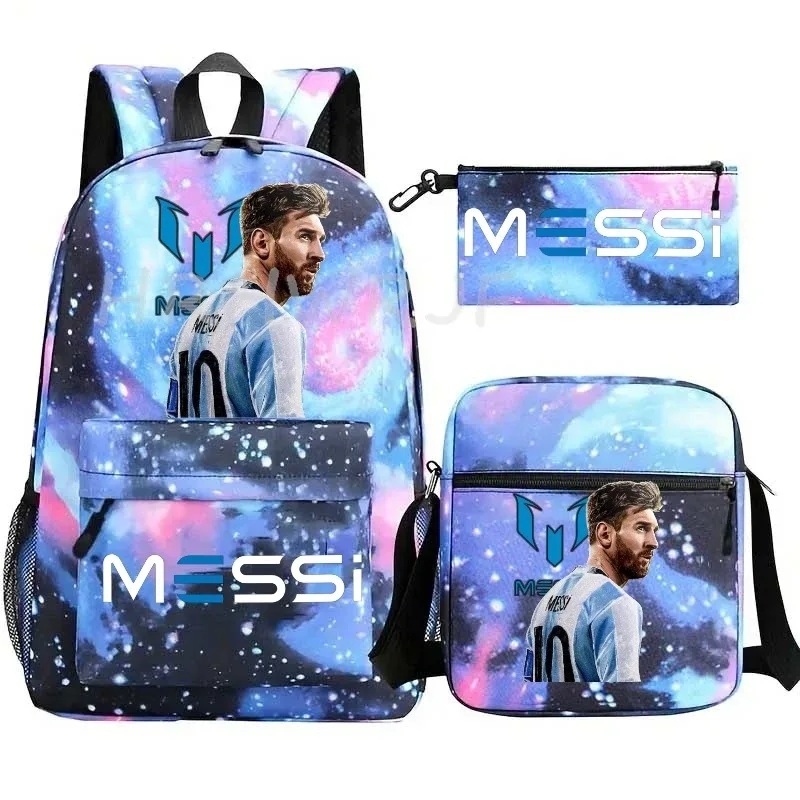 sac à dos de football messi imprimé, grande capacité, sacs d'école avec étui à stylos décontracté, sac à bandoulière, sac de sport no 10, sacs de voyage pour femmes et hommes