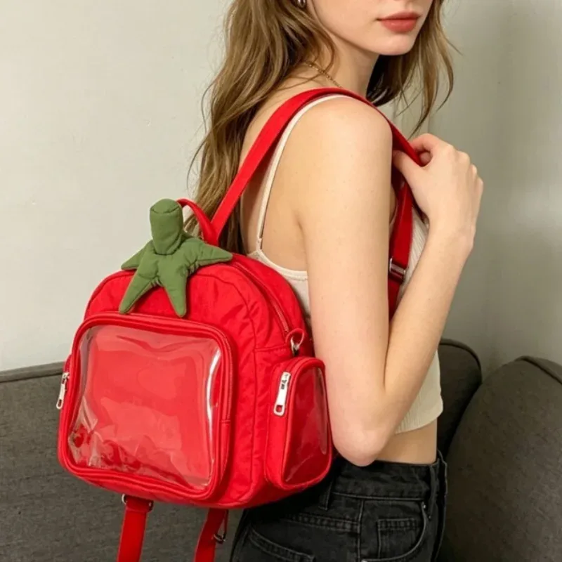 sac à dos créatif tomate et carotte, plusieurs poches, sac ita transparent à bandoulière, sacs à dos en peluche doux, sacs à bandoulière grande capacité
