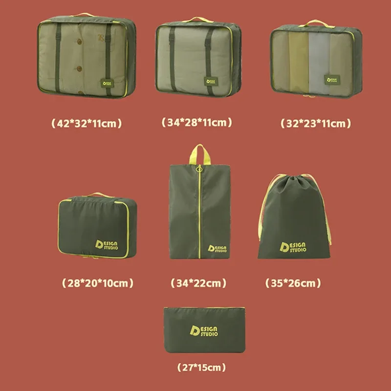 ensemble de sacs de voyage 7 pièces, sac de rangement épais, sac de rangement de bagages portable multifonctionnel, valise étanche, cubes de pakage