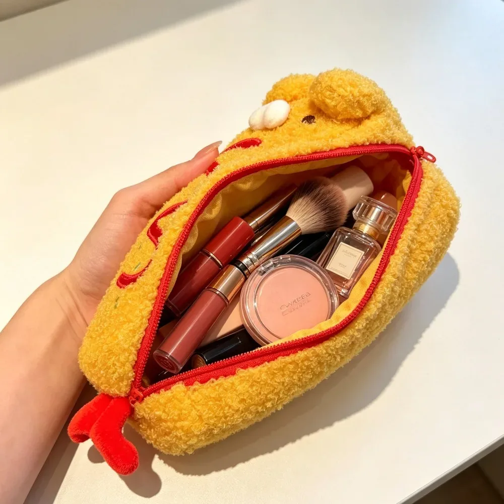pochette de rangement en peluche mignonne, double usage, pour papeterie, cosmétiques, maquillage, sac à crayons doux et moelleux pour étudiants, école, voyage, usage quotidien