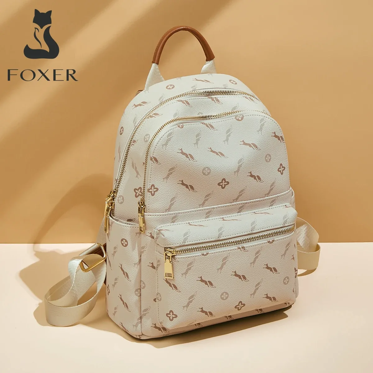 foxer-sac à dos monogramme pour femme, sac à dos de voyage pour femme, impression signature pvc, mode initiée, sac à dos décontracté pour femme