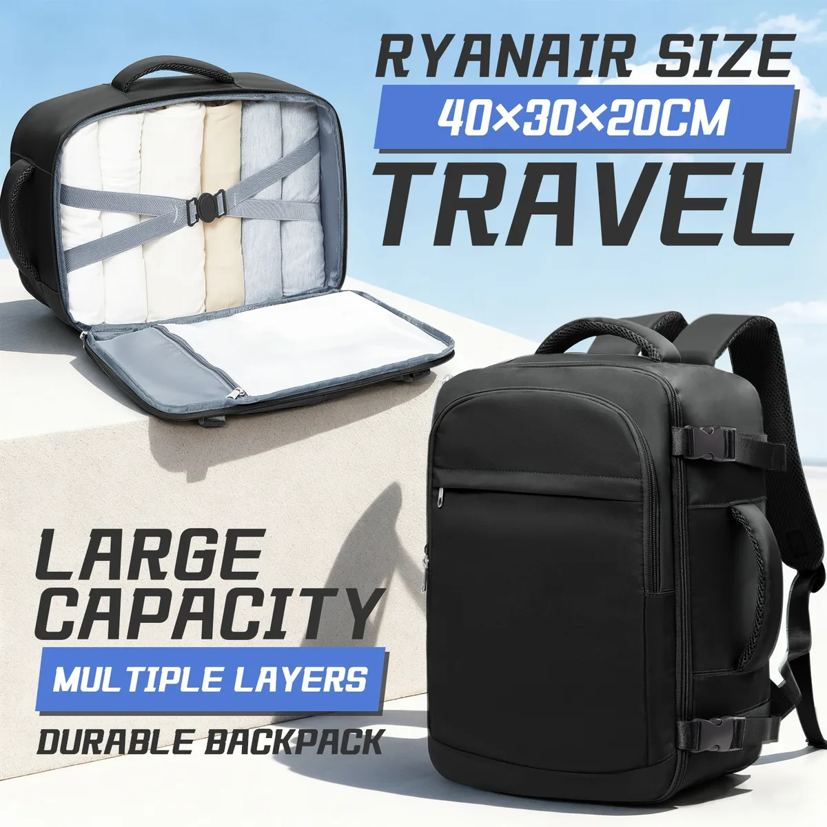 sac à dos de voyage pour femmes et hommes, bagage à main ryanair 40x20x25, wiz air multifonctionnel, sac à dos grande capacité easyjet