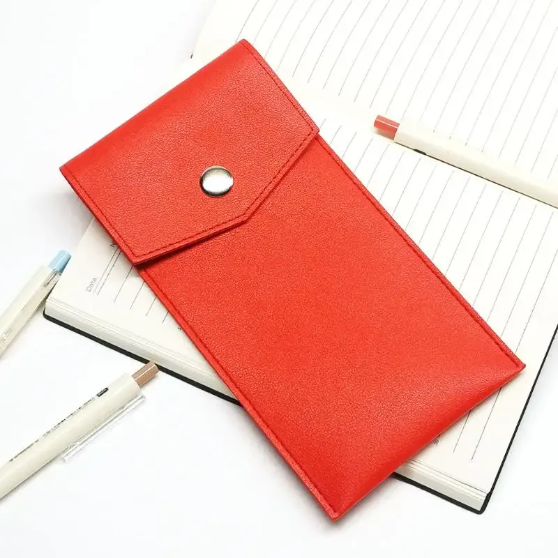 étui à crayons en cuir pu, sac de rangement pour étudiants, sac portable pour lunettes et papeterie, sac de rangement pour stylos de bureau grande capacité.
