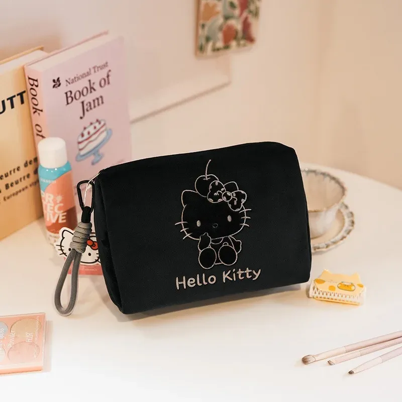 véritable trousse de maquillage hello kitty légère et douce, mignonne, de dessin animé, grande capacité, sac de rangement 3d de qualité supérieure