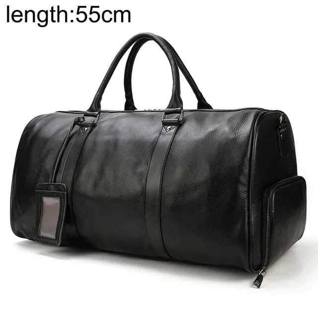 sacs de voyage en cuir véritable pour hommes et femmes, cuir de vachette noir doux, sac décontracté, haute qualité, initié, grande capacité