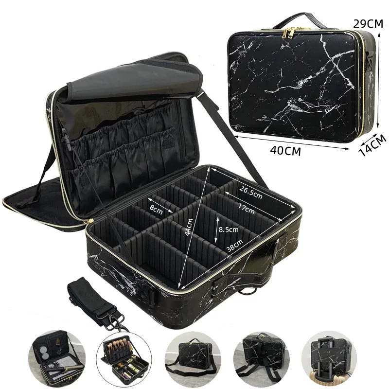 trousse de maquillage en cuir pu de grande capacité, trousse à cosmétiques professionnelle, trousse de maquillage étanche, trousse de beauté, essentiel de la présidence, nouveau
