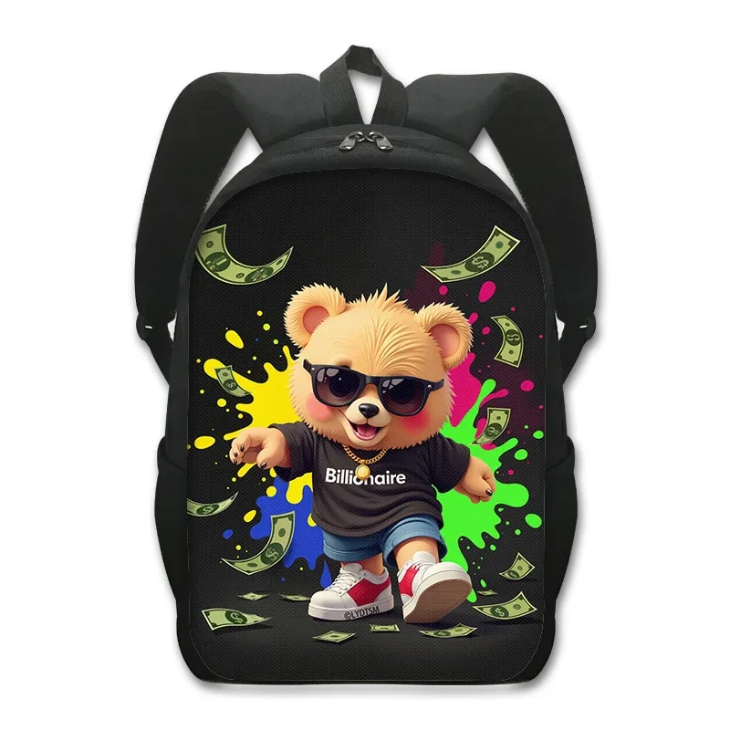 sac à dos kawaii graffiti bear pour hommes et femmes, sac à dos décontracté pour étudiants, sacs d'école pour adolescents, sac à dos de voyage hip hop, cartable